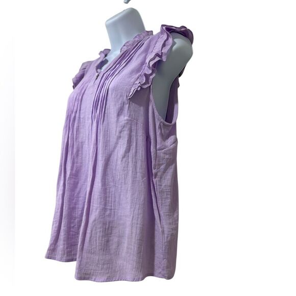 Nanette Lepore Lavender Ruffle Trim Pleated Sleeveless Blouse Women’s Size L - Picture 3 of 6